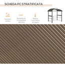Gazebo per Barbecue con Tetto e 2 Ripiani Portaoggetti 240x150x230 cm in Metallo e PC Grigio Scuro