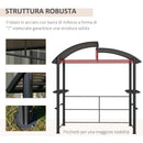 Gazebo per Barbecue con Tetto e 2 Ripiani Portaoggetti 240x150x230 cm in Metallo e PC Grigio Scuro