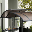 Gazebo per Barbecue con Tetto e 2 Ripiani Portaoggetti 240x150x230 cm in Metallo e PC Grigio Scuro
