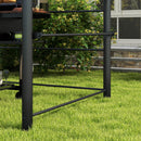 Gazebo per Barbecue con Tetto e 2 Ripiani Portaoggetti 240x150x230 cm in Metallo e PC Grigio Scuro