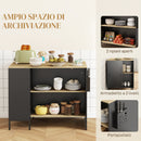 Isola da Cucina con Ripiani 14,5x70x90 cm Portacoltelli e Armadietto con Anta Scorrevole Nero
