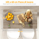 Isola per Cucina con 2 Ripiani Aperti e 2 Armadietti 105x60x82 cm in MDF Rovere e Nero
