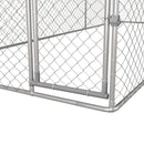 Kennel per Cani da Esterno 6x2,3x2,3m con Tetto Impermeabile in Tessuto Oxford e Acciaio Argento
