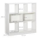 Mobile Libreria Portaoggetti a 3 Livelli e 8 Ripiani Totali 97,5x30x100 cm in MDF Bianco