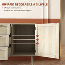 Mobile Multiuso Stile Boho con Armadietto e 3 Cassetti 80x36x75 cm in Legno e Rattan Rovere