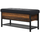 Panca Scarpiera da Ingresso Industriale con Ripiano Nascosto 100x40x50 cm in Truciolato e Acciaio Marrone e Nero