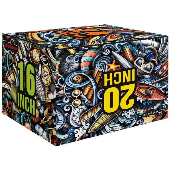 sconto Plyo Box Attrezzo per Allenamento 3 Altezze 61x51x41 cm Jumping Box Antiscivolo Multicolore Multicolore