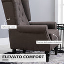 Poltrona per Salotto in Stile Francese con Seduta Imbottita e Cuscini 74x86x102 cm in Poliestere Marrone