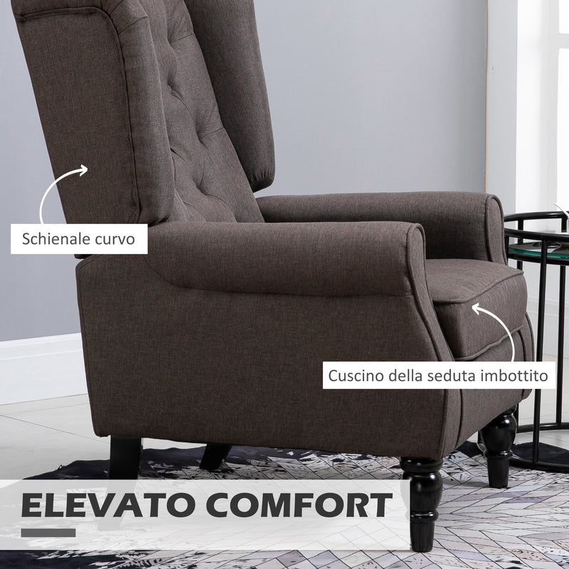 Poltrona per Salotto in Stile Francese con Seduta Imbottita e Cuscini 74x86x102 cm in Poliestere Marrone