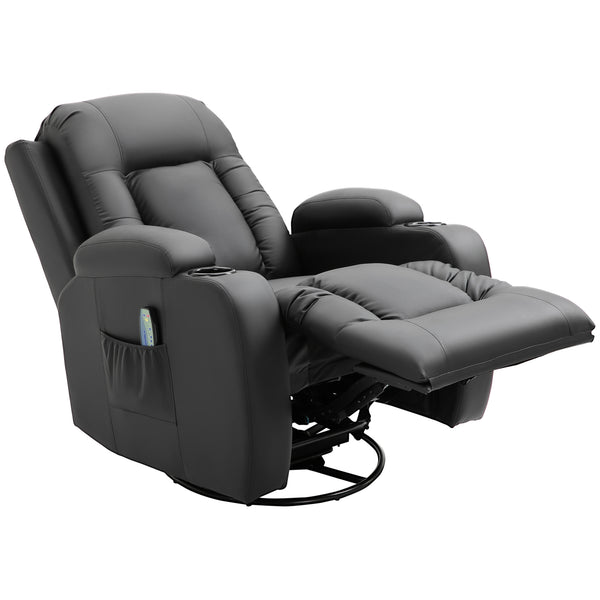 sconto Poltrona Relax Elettrica Massaggiante e Riscaldata 1 Motore 85x94x104 cm in Similpelle Nera