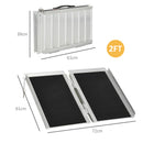 Rampa per Sedia a Rotelle Pieghevole con Guide Laterali 61x72 cm in Lega di Alluminio Argento e Nero