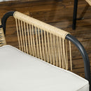 Set Salotto da Giardino con Divanetto e 2 Poltrone con Cuscini e Tavolino in Rattan PE Giallo