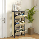 Scarpiera Slim con 3 Cassetti per 18 Paia di Scarpe 60x24x124 cm Ripiani Regolabili Rovere