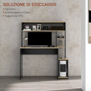 Scrivania Moderna con Ripiani e Supporto per CPU 114x45x138 cm in Legno Grigio e Legno Naturale