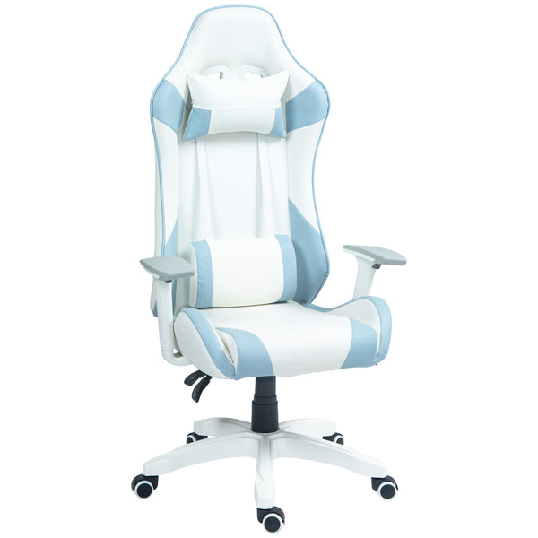 Sedia da Gaming Reclinabile 135° con Poggiatesta e Supporto Lombare 67x60x120-128 cm in Similpelle Azzurro acquista