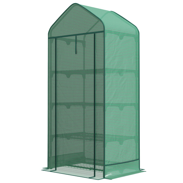 prezzo Serra per Piante a 4 Ripiani con Porta Avvolgibile 69x49x158 cm in Metallo e PE Verde Scuro