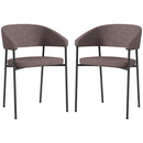 Set 2 Sedie da Pranzo Imbottite e Monoblocco 59x56x78 cm in Tessuto Effetto Lino e Acciaio Marrone