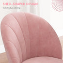 Set 2 Sedie da Pranzo Imbottite Stile Nordico 52x54x79 cm in Metallo e Velluto Rosa