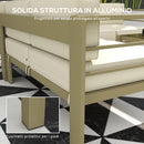 Set Salotto da Giardino Divano Angolare Poltrona e Tavolino da Caffè in Alluminio Oro e Bianco Crema