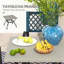 Set Tavolo Quadrato Effetto Marmo con 4 Sedie Impilabili da Giardino in Acciaio Grigio