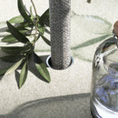 Set Tavolo Quadrato Effetto Marmo con 4 Sedie Impilabili da Giardino in Acciaio Grigio