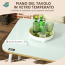 Set Tavolo con Top in Vetro 4 Sedie Impilabili da Giardino in Rattan PE e Alluminio Giallo