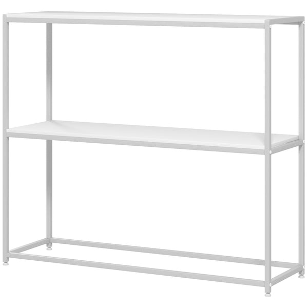 Tavolo Consolle da Ingresso con Ripiano Aperto 100x30x87 cm in Acciaio e Truciolato Bianco sconto