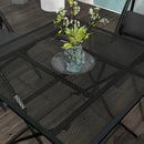 Tavolo da Giardino Pieghevole Quadrato 80x80x74 cm con Piano a Rete in Acciaio Nero