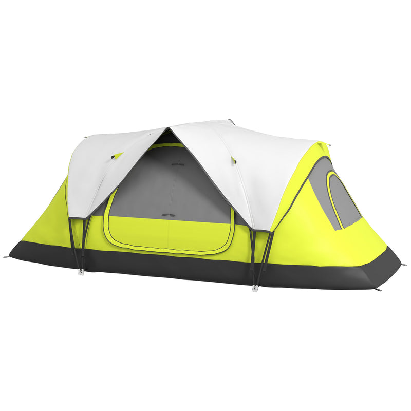 Tenda da Campeggio 4 posti con 2 Spazi Separati 450x215Px180 cm in Poliestere e Fibra di Vetro Verde