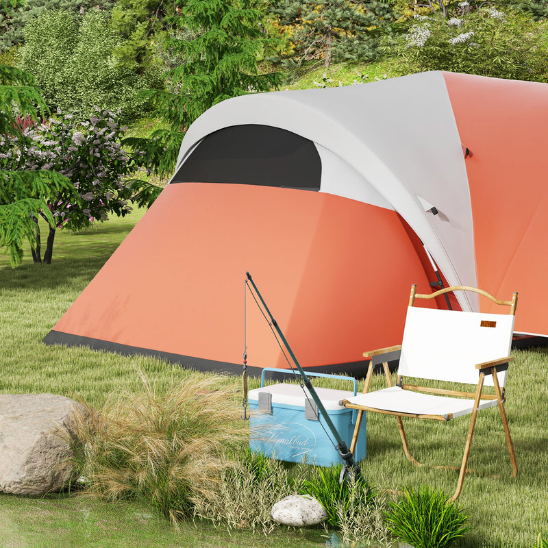 Tenda da Campeggio 5-6 Posti con Portico 550x300x198 cm Impermeabile con Borsa di Trasporto in Poliestere Arancione