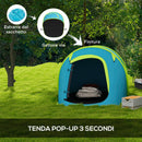 Tenda da Campeggio Pop Up Impermeabile con Accessori e Borsa di Trasporto 245x148x105 cm in Poliestere Blu