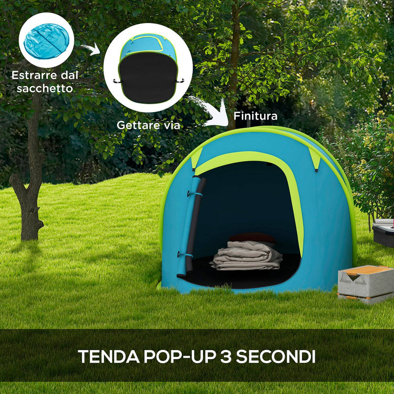 Tenda da Campeggio Pop Up Impermeabile con Accessori e Borsa di Trasporto 245x148x105 cm in Poliestere Blu