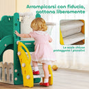 Scivolo per Bambini con Canestro 178x70x86 cm in HDPE e PP Giallo e Verde   