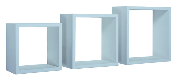 Set 3 Mensole da Parete Cubo in Fibra di Legno Incubo Blu Baltico sconto