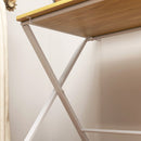 Scrivania Pieghevole 86x66x82 cm con Ripiano Rialzato in Legno e Acciaio Bianco 
