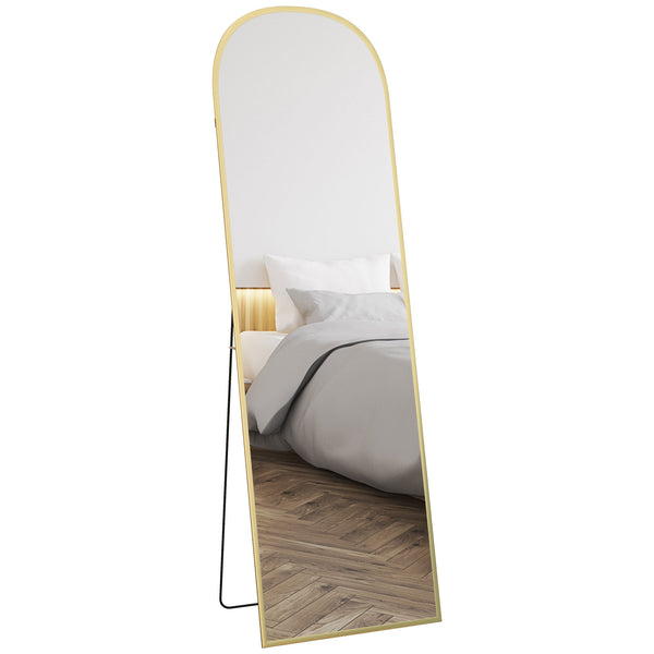 Specchio a Figura Intera da Terra 50x161,5 cm in Lega di Alluminio con Supporto Pieghevole Oro prezzo