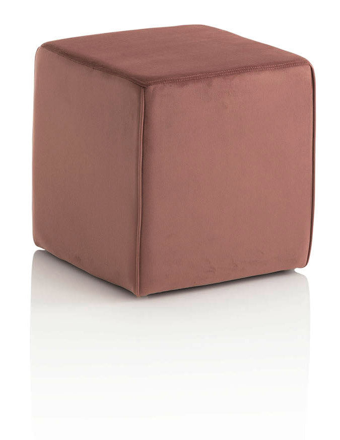 Pouf Imbottita 38x38x38 cm in Velluto Rosa