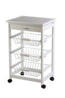 Carrello da Cucina in Legno Bianco 3 Cestelli Tosini C002S