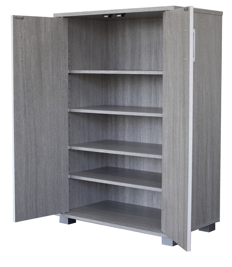 Mobile Scarpiera 2 Ante 5 Ripiani 60x36x89,7 cm in Legno Grigio e Bianco