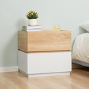 Comodino 2 Cassetti 50x40x47,5 cm Design Moderno Nature Wood e Bianco
