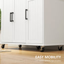 Carrello Isola da Cucina 128x45,5x91,5 cm in MDF e Acciaio Inox Bianco