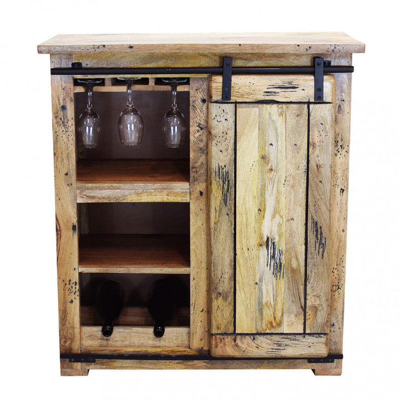 Mobile Cantinetta Portabottiglie 1 Anta 2 Ripiani e Cassetti 90x45x100 h cm in Legno