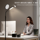 Lampada da Terra LED 22x166 cm con Telecomando Regolazione Luminosità e Temperatura in Acciaio Nero      