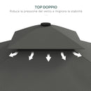 Ombrellone a Sbalzo con Doppio Tetto 243x243x251 cm Apertura a Manovella e Base a Croce Grigio   