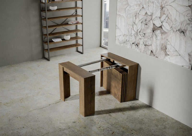 Consolle Allungabile 90-296x48x77 cm in Nobilitato Marrone