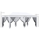 Gazebo da Giardino Pieghevole 585x295x270 cm con 6 Tende Zanzariere in Acciaio Bianco Crema