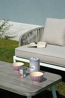 Set da Giardino in Alluminio e Corda Vorghini PortoVenere Bianco e Grigio