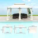 Gazebo da Giardino 397x297x265 cm con Tende Rimovibili e Struttura in Metallo Crema   
