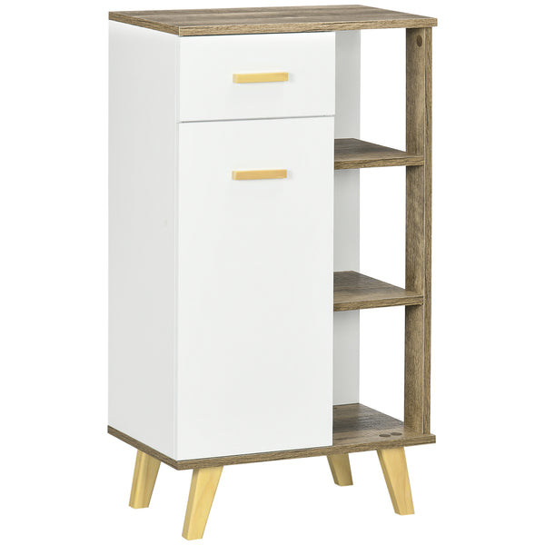 prezzo Meuble de Salle de Bain 1 Porte 1 Tiroir 50x30x89 cm en Aggloméré et Pin Blanc