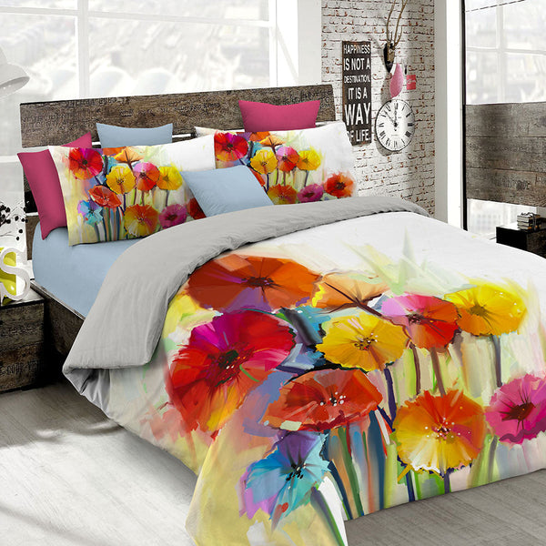 Housse de couette avec imprimé sur le sac double et les taies d'oreiller prezzo